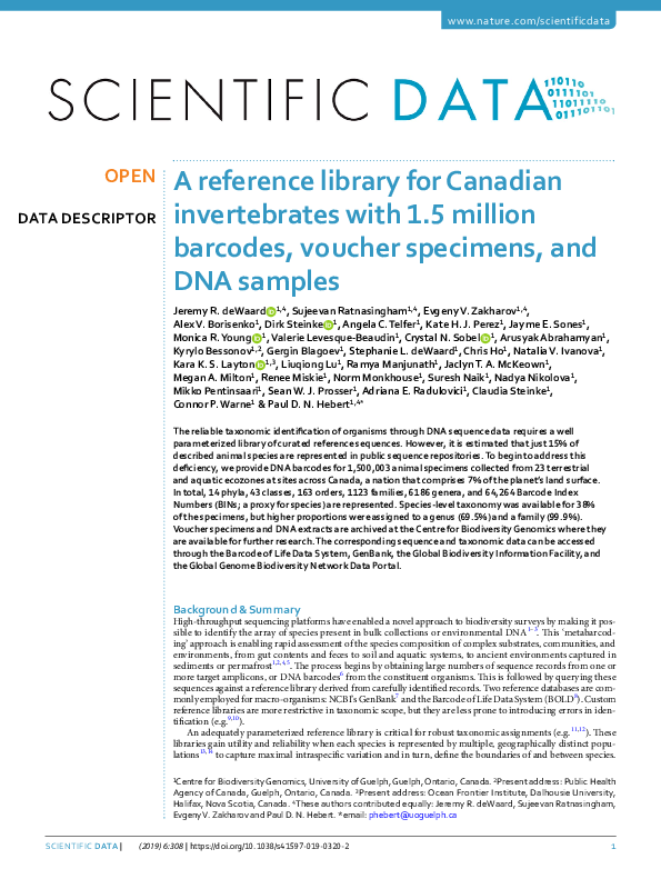 (PDF) A reference library for Canadian invertebrates with 1.5 million ...