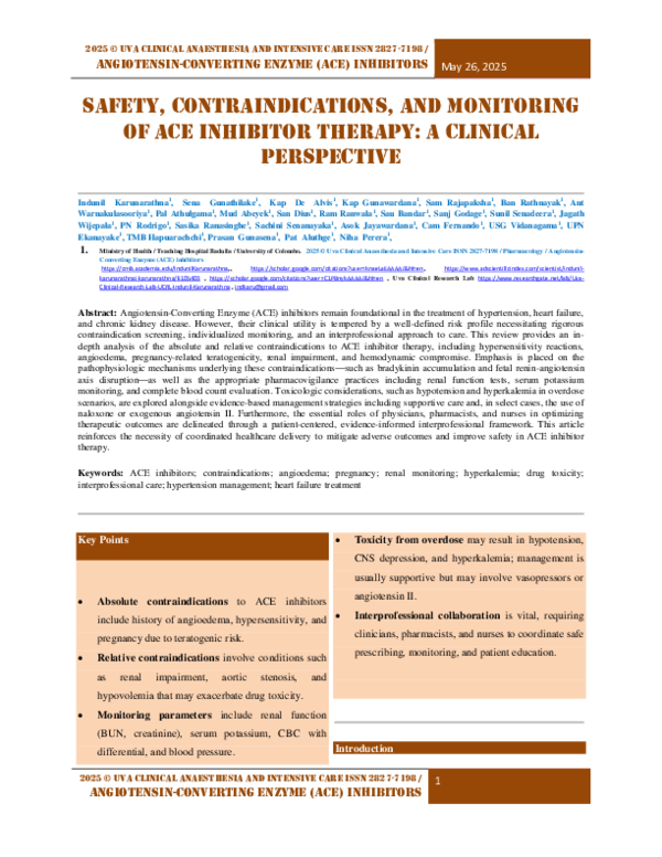 (PDF) Angiotensin-Converting Enzyme (ACE) inhibitors