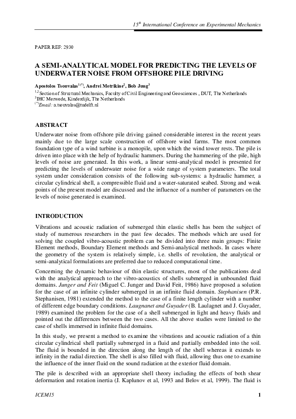 (PDF) A semi-analytical model for the prediction of underwater noise ...