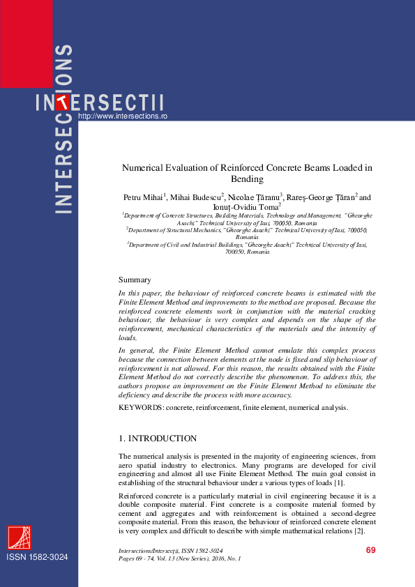 (PDF) Numerical Evaluation of Reinforced Concrete Beams Loaded in Bending