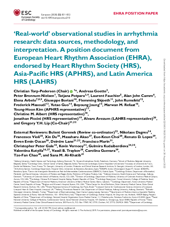(PDF) ‘Real-world’ observational studies in arrhythmia research: data ...