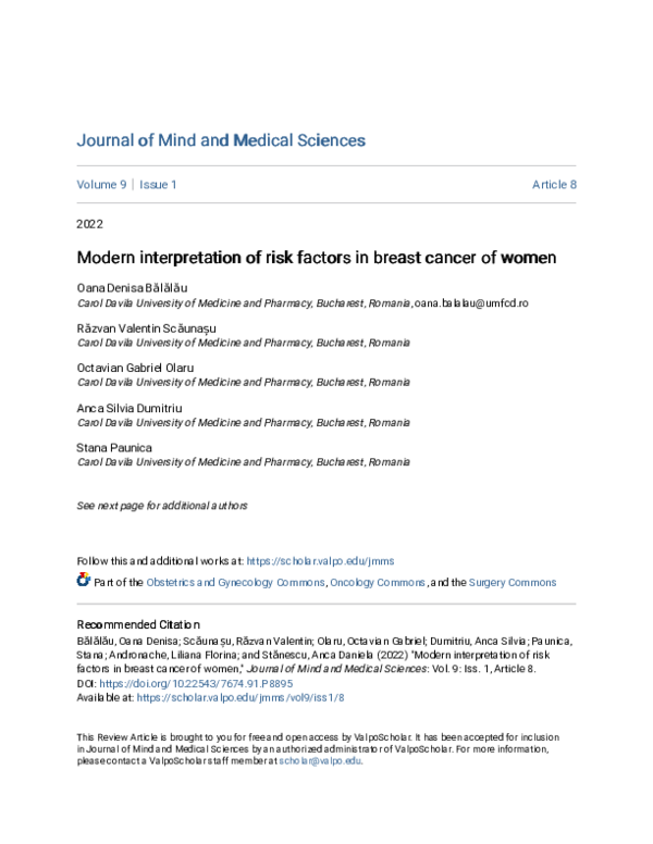(PDF) Modern interpretation of risk factors in breast cancer of women
