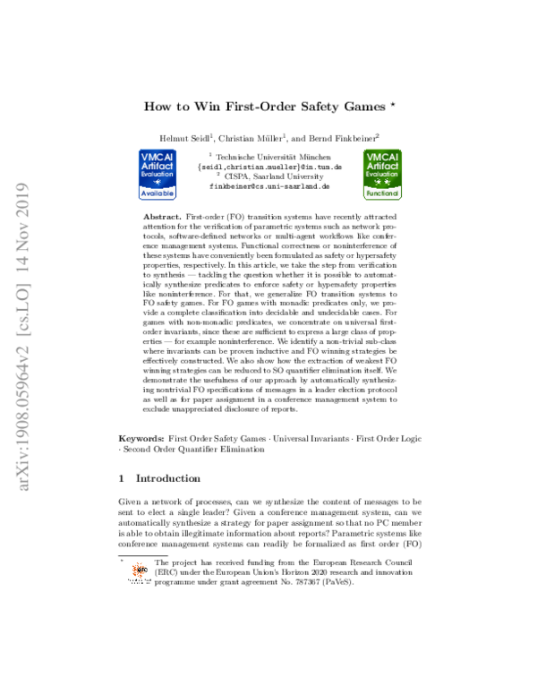 (PDF) How to Win First-Order Safety Games