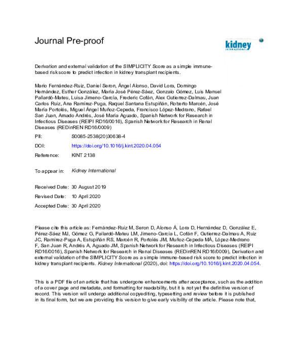 (PDF) Derivation and external validation of the SIMPLICITY score as a ...