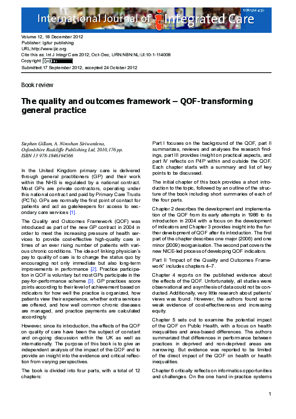 (PDF) The quality and outcomes framework – QOF-transforming general ...