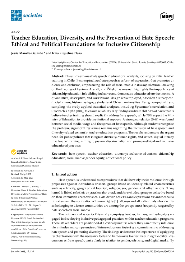 (PDF) Teacher Education, Diversity, and the Prevention of Hate Speech ...