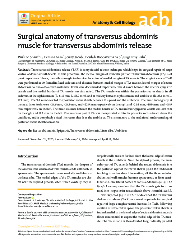 (PDF) Surgical anatomy of transversus abdominis muscle for transversus ...