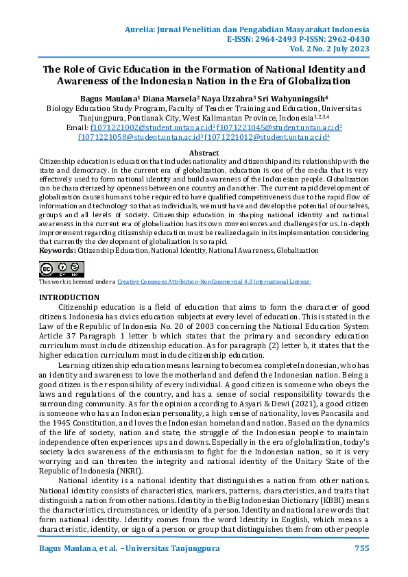 (PDF) The Role of Civic Education in the Formation of National Identity ...