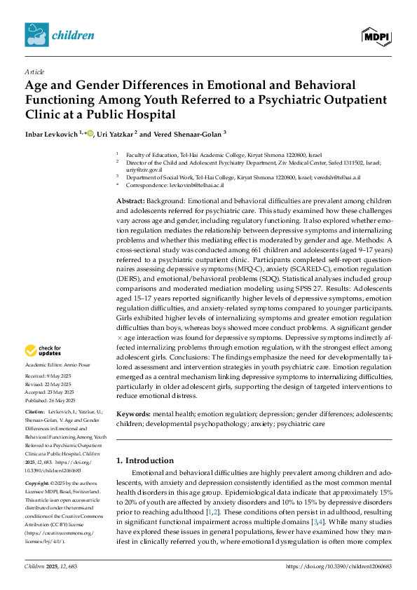 (PDF) Age and Gender Differences in Emotional and Behavioral ...