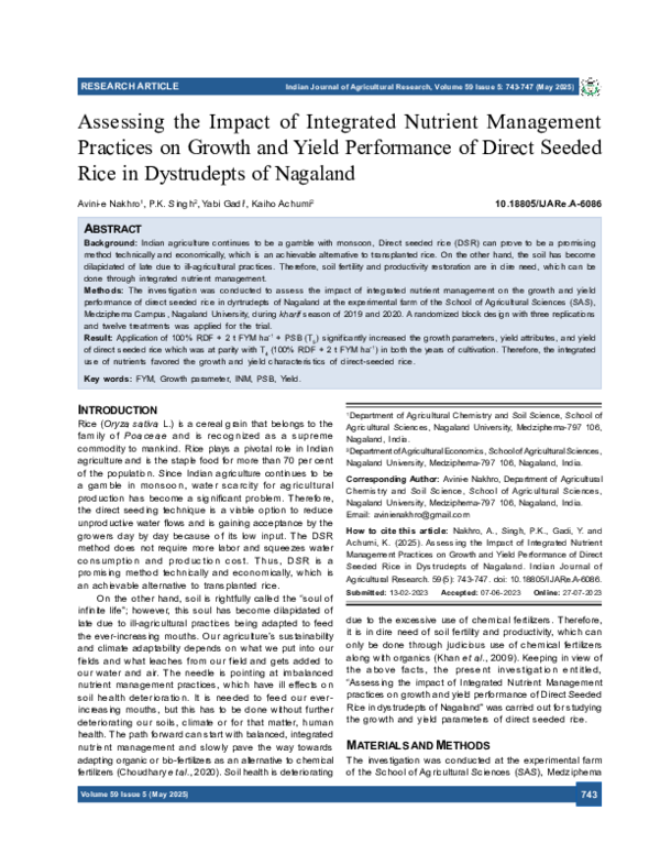 (PDF) Assessing the Impact of Integrated Nutrient Management Practices ...