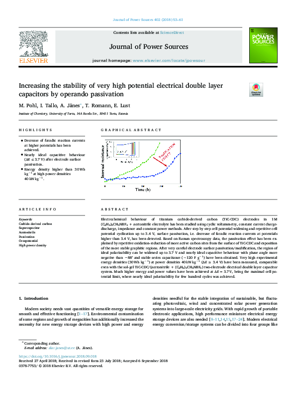 (PDF) Increasing the stability of very high potential electrical double ...
