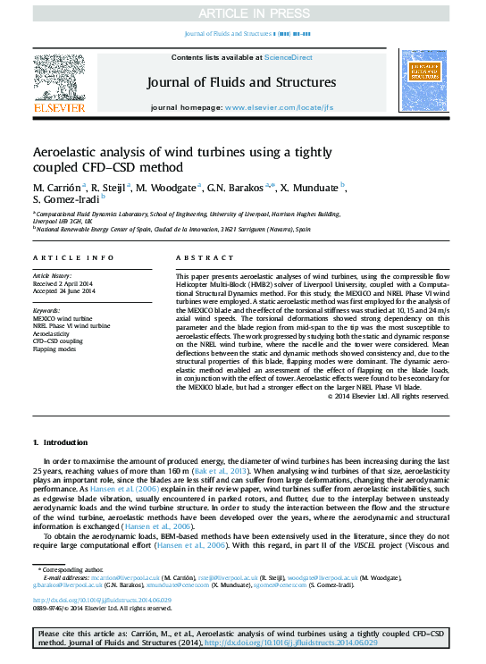 (PDF) Aeroelastic Analysis of Wind Turbines using a Tightly Coupled CFD ...