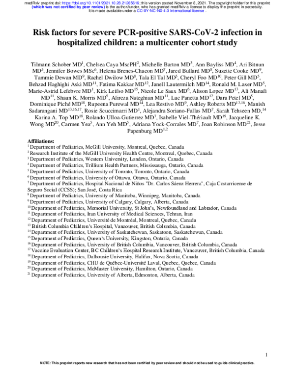 (PDF) Risk factors for severe PCR-positive SARS-CoV-2 infection in ...