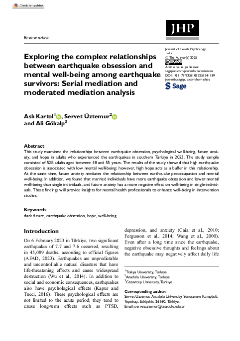 (PDF) Exploring the complex relationships between earthquake obsession ...