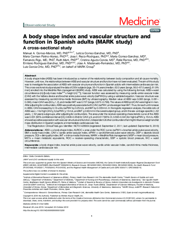 (PDF) A body shape index and vascular structure and function in Spanish ...