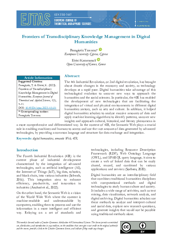(PDF) Frontiers of Transdisciplinary Knowledge Management in Digital ...