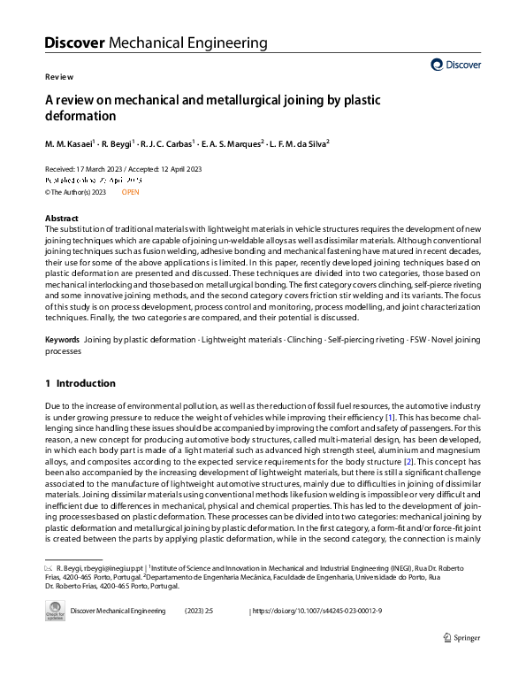 (PDF) A review on mechanical and metallurgical joining by plastic ...