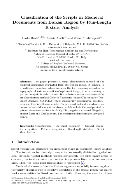 (PDF) Classification of the Scripts in Medieval Documents from Balkan ...