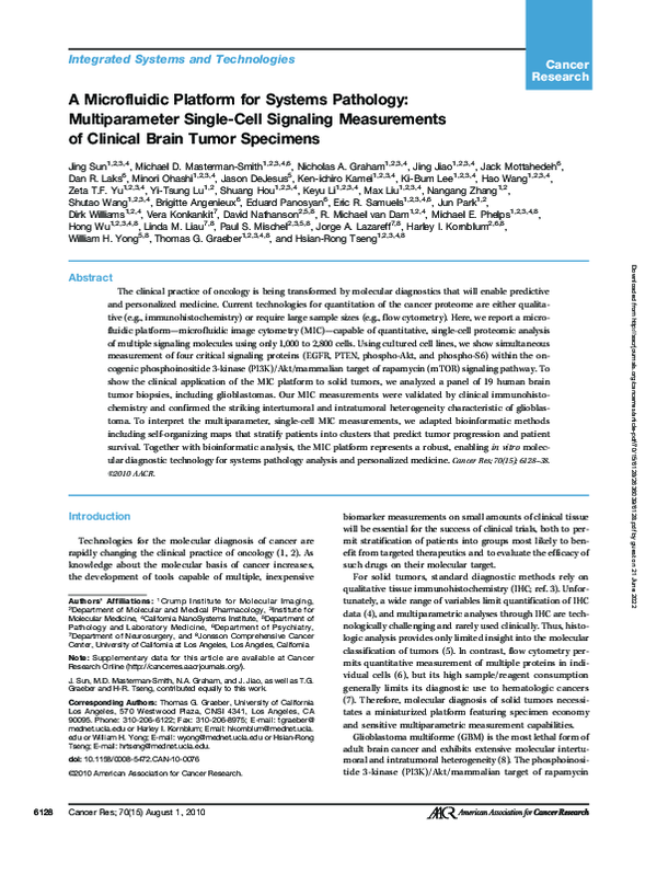 (PDF) A Microfluidic Platform for Systems Pathology: Multiparameter ...