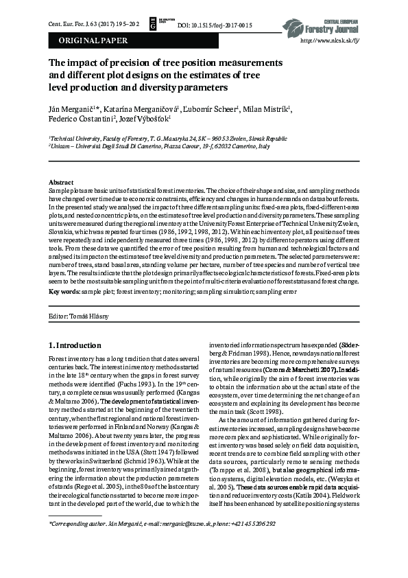 (PDF) The impact of precision of tree position measurements and ...