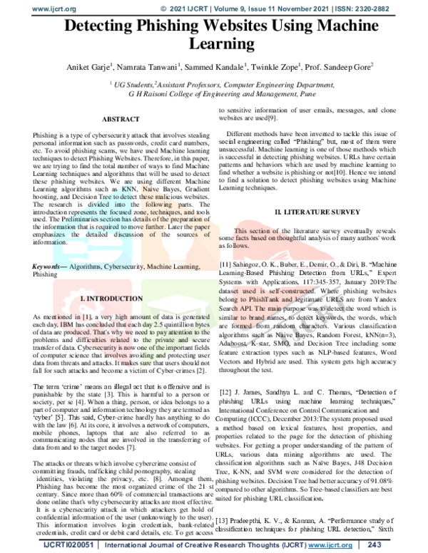 (PDF) Detecting Phishing Websites Using Machine Learning