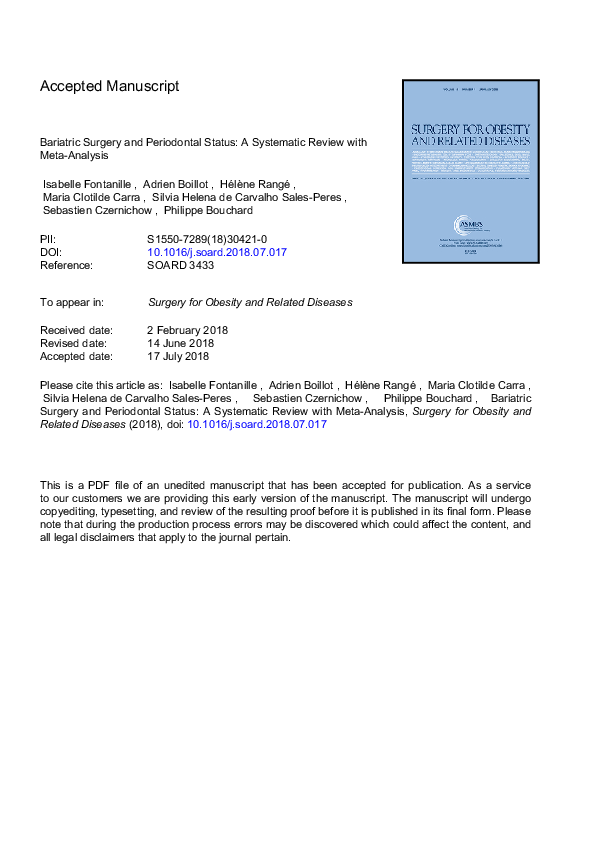 (PDF) Bariatric surgery and periodontal status: A systematic review ...
