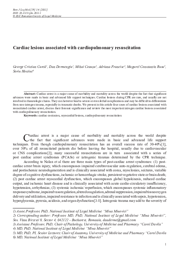 (PDF) Cardiac lesions associated with cardiopulmonary resuscitation
