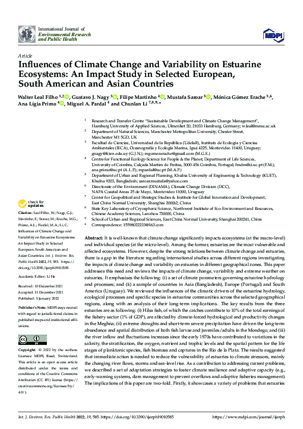 (PDF) Influences of Climate Change and Variability on Estuarine ...
