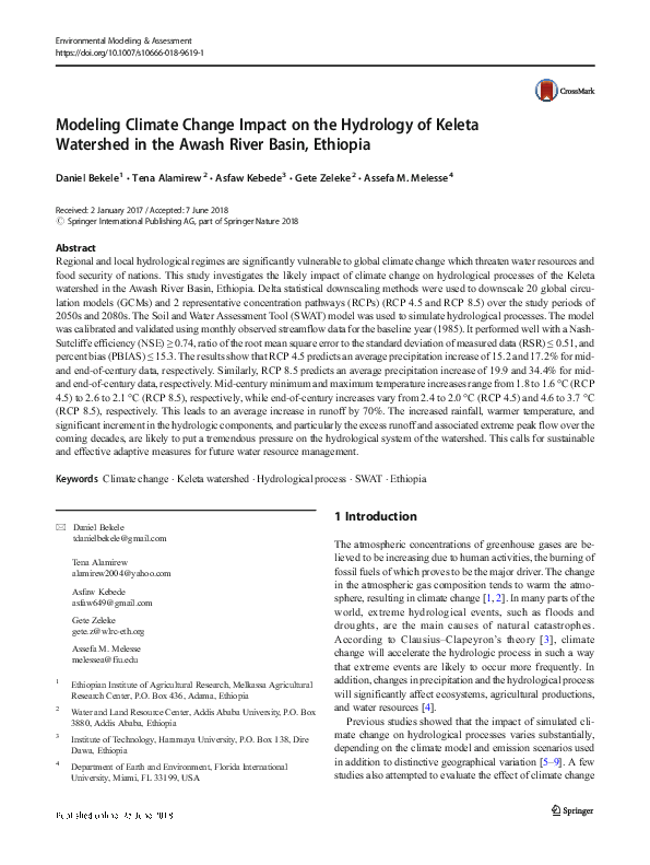 (PDF) Modeling Climate Change Impact on the Hydrology of Keleta ...