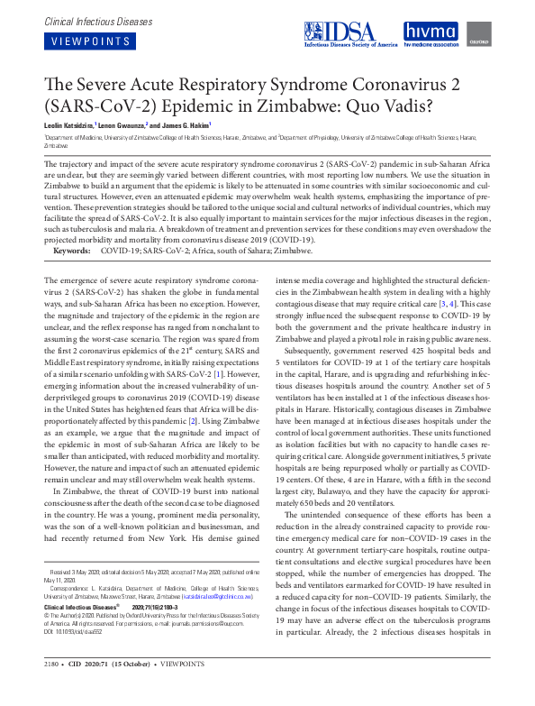 (PDF) The Severe Acute Respiratory Syndrome Coronavirus 2 (SARS-CoV-2 ...
