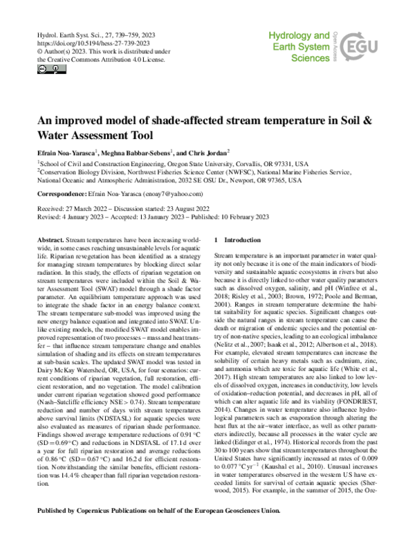 (PDF) An Improved Model of Shade-affected Stream Temperature in Soil ...