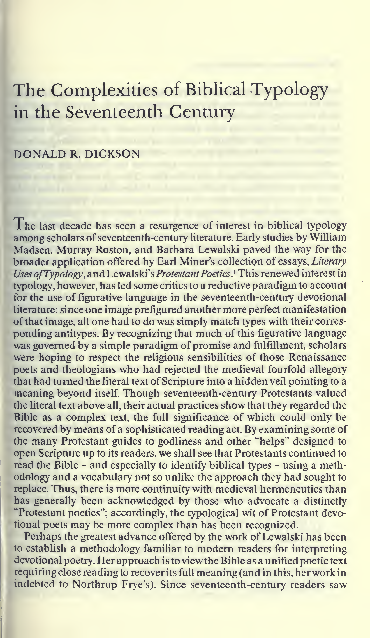 (PDF) The Complexities of Biblical Typology in the Seventeenth Century
