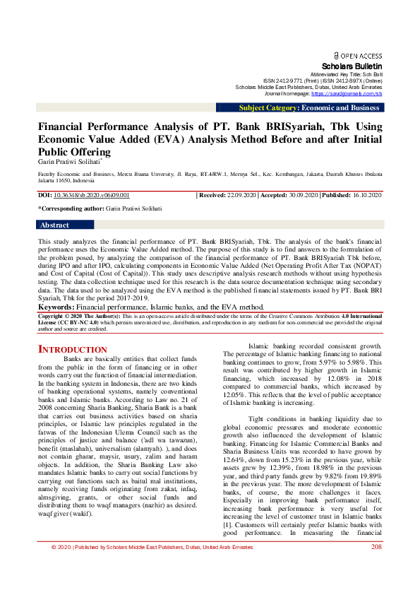 (PDF) Financial Performance Analysis of PT. Bank BRISyariah, Tbk Using ...