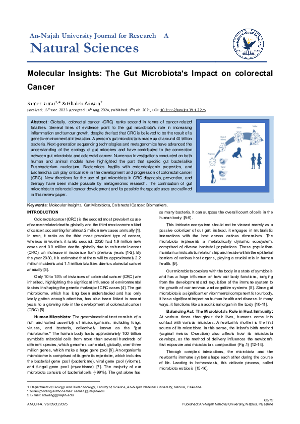 (PDF) Molecular Insights: The Gut Microbiota's Impact on Colorectal Cancer