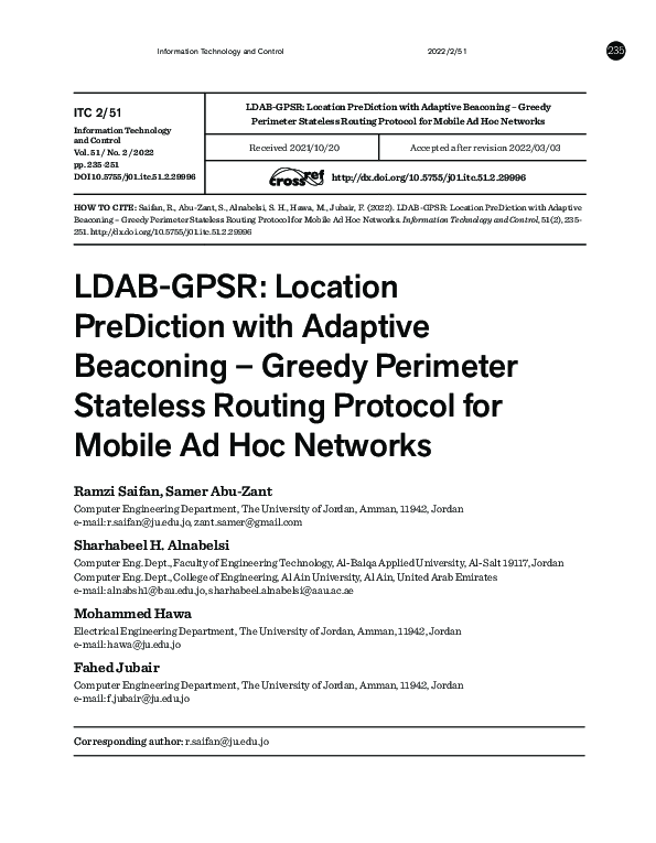 (PDF) LDAB-GPSR: Location PreDiction with Adaptive Beaconing – Greedy ...