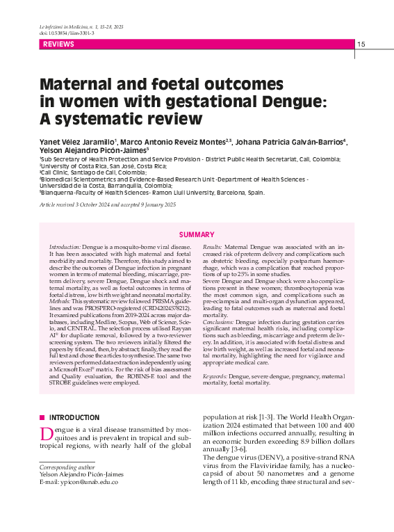 (PDF) Maternal and foetal outcomes in women with gestational Dengue: A ...