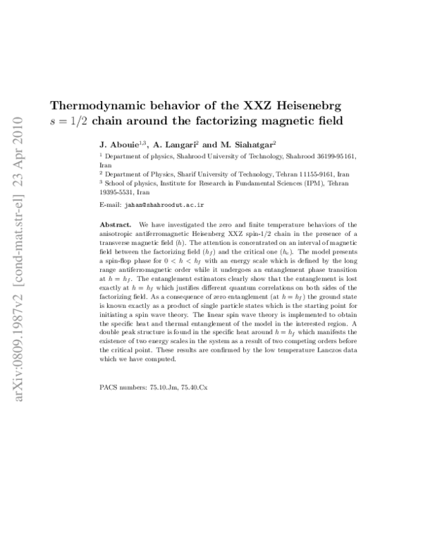 (PDF) Spin liquid phase of XXZ s=1/2 Heisenberg chain in a transverse ...