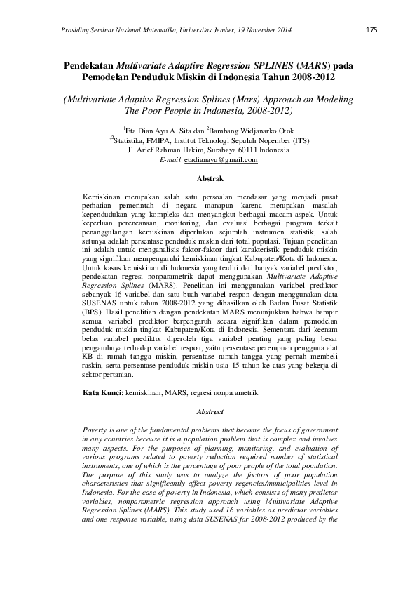 (PDF) Pendekatan Multivariate Adaptive Regression SPLINES (MARS) pada ...
