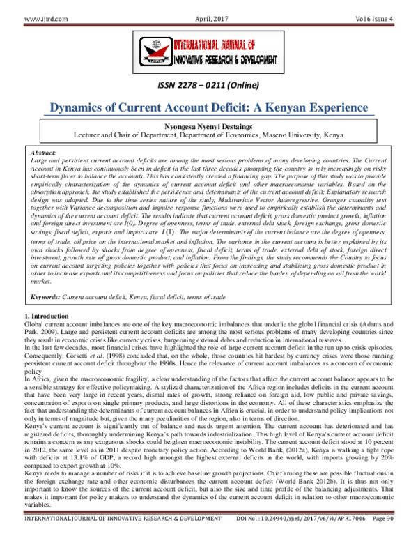 PDF) Dynamics of Current Account Deficit: A Kenyan Experience