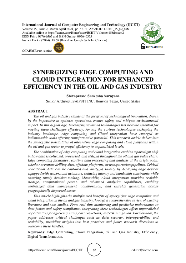 (PDF) SYNERGIZING EDGE COMPUTING AND CLOUD INTEGRATION FOR ENHANCED ...
