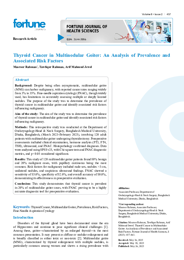 (PDF) Thyroid Cancer in Multinodular Goiter: An Analysis of Prevalence ...
