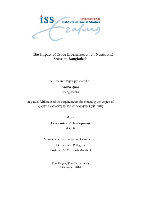 (PDF) The Impact of Trade Liberalization on Nutritional Status in ...