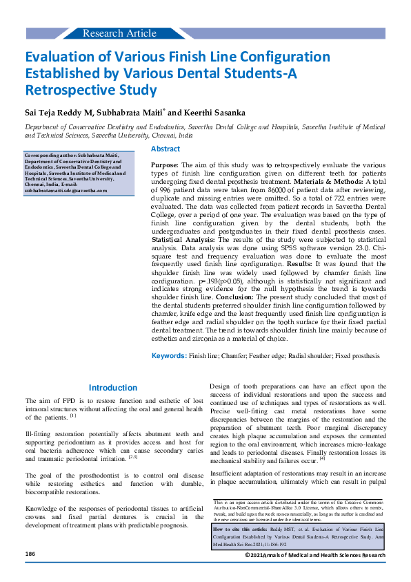 (PDF) Evaluation of Various Finish Line Configuration Established by ...