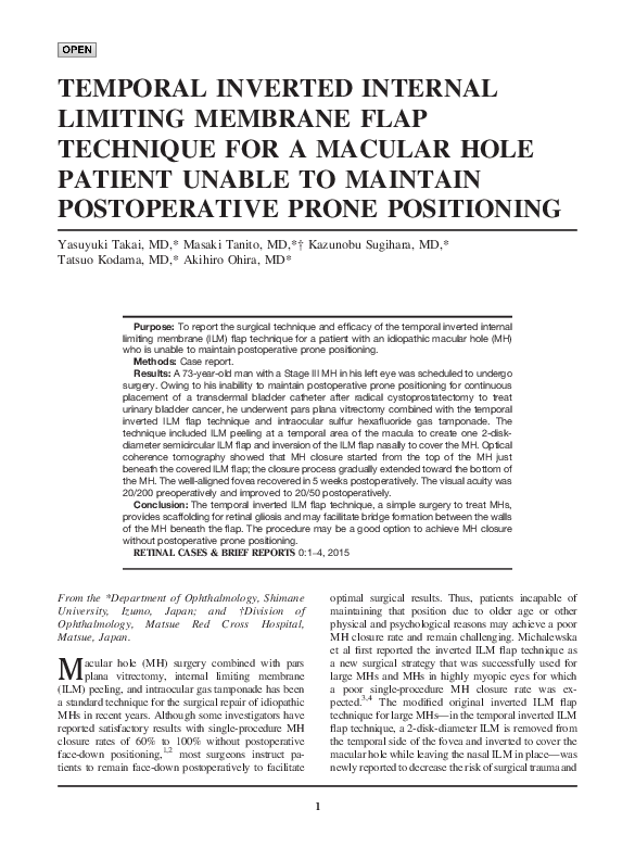 (PDF) Temporal Inverted Internal Limiting Membrane Flap Technique for ...