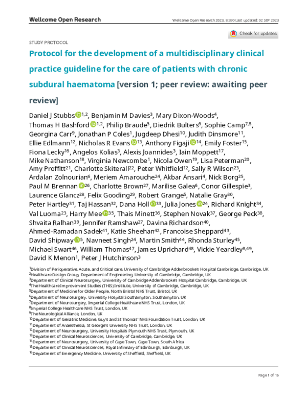 (PDF) Protocol for the development of a multidisciplinary clinical ...