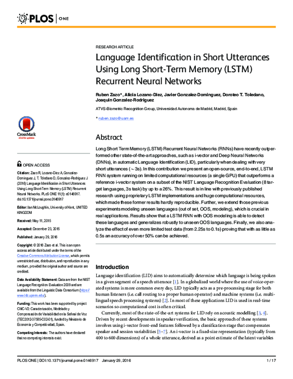 (PDF) Language Identification in Short Utterances Using Long Short-Term ...