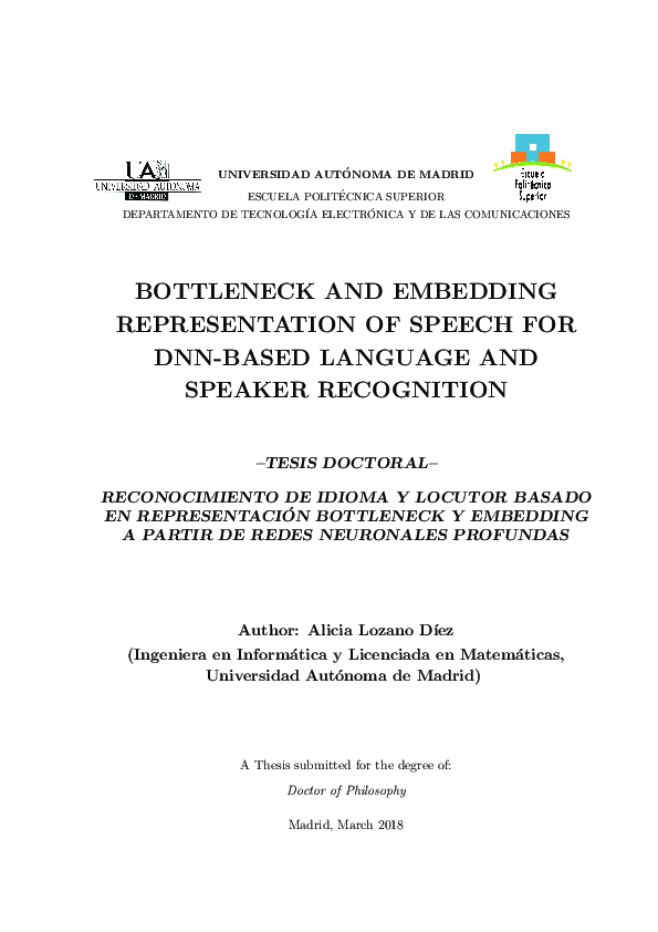 (PDF) Bottleneck and Embedding Representation of Speech for DNN-based ...
