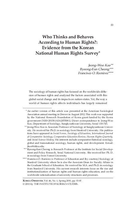 (PDF) Who Thinks and Behaves According to Human Rights?: Evidence from ...