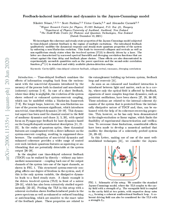 (PDF) Feedback-induced instabilities and dynamics in the Jaynes ...