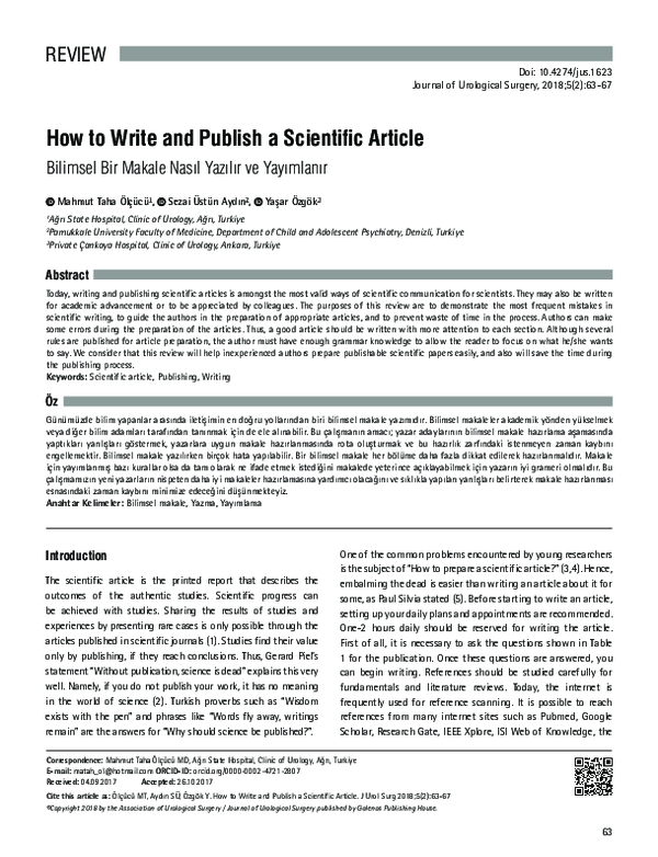(PDF) How to Write and Publish a Scientific Article?
